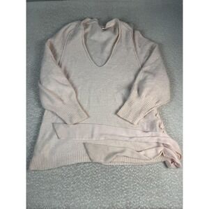 Free People Sweater Tunic Womens Large Pink Belted V Neck Long Sleeve Knit